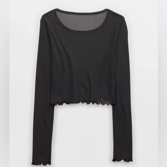 Aerie Magic Mesh Top Charcoal Grey Lady’s  Medium - Picture 3 of 4